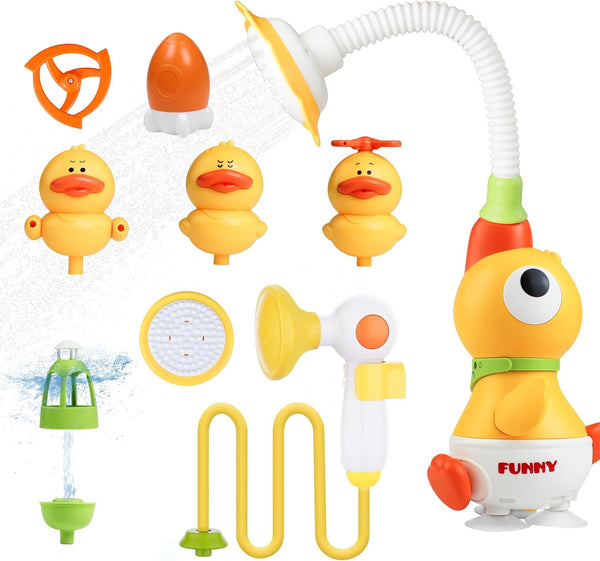Baby Bath Sprayer Toy for Toddlers-Adjustable Water Flow Rinser with 3 Squirting