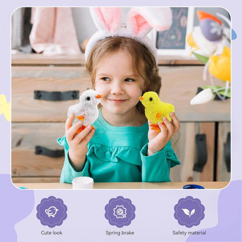 4PCS Chick Plush Wind Up Toys - Novelty Baby Chick Toys for Kids & Toddlers, Wind Up Easter Toys for Party Favors
