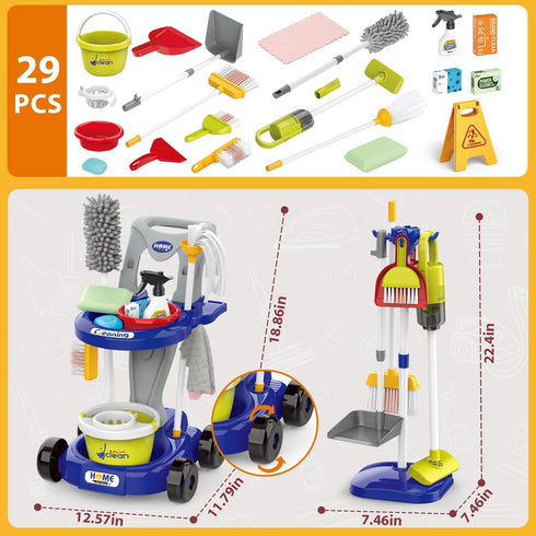 Sotodik Set Kids Cleaning for Toddlers Pretend Play Housekeeping Supplies Kits with Real Working Vacuum Cleaner, Broom