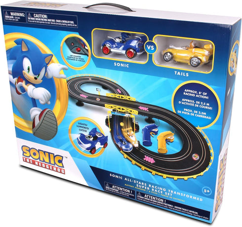NKOK Sonic & Tails RC Slot Car Set - Black Vehicle, Figure-8 Track, Lap Counter, Perfect for Kids Ages 5 and Up