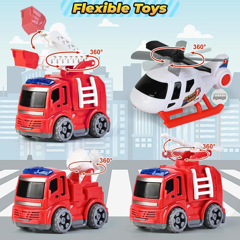 1 2 3 Old,5 1 12-18M+ Toddlers Truck Toys,Boy Toys Gifts for Years in City Fire Transport Truck with Lights