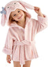 Ultra Absorbent Pink Dog Hooded Bathrobe for Girls - Terry Cotton
