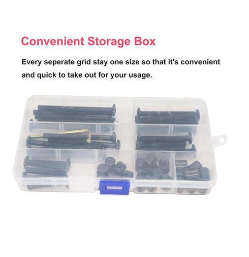 cSeao Parts,50pcs M6 M6x40/50/60/70/80mm Black Baby Bed Crib Screws Replacement Hex Drive Socket Cap Barrel Nuts
