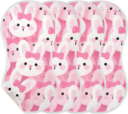 tplaotee 22x11in Cartoon Cute Rabbit Pink Cotton Baby Burp Cloth Good Absorbent? Baby wash Cloth for Babies Girls