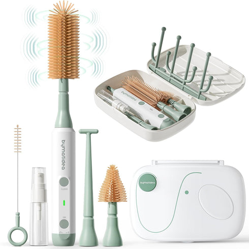 Electric Baby Bottle Brush Cleaner, 8-in-1 Travel Kit with Storage Box, Food-Grade