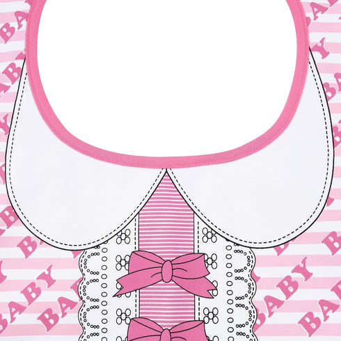 Littleforbig Adult Bib - Cotton Waterproof Babydoll Printed, Adjustable Velcro Closure - Pretty in Pink