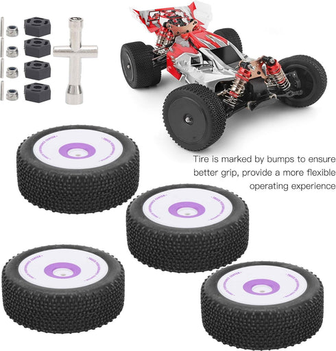 VGEBY 4Pcs Rubber RC Tires, 1/12 Scale Front Rear RC Wheels and Tires Set Compatible with WLtoys 124019 Remote Control Cars