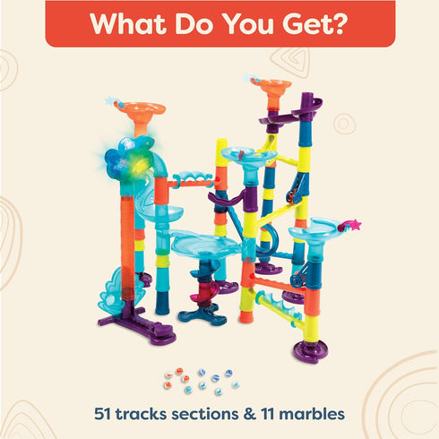 B. toys Marble Run Toy Set - 62 Piece Educational STEM Building Toy with Lights & Sound - 3 Years +