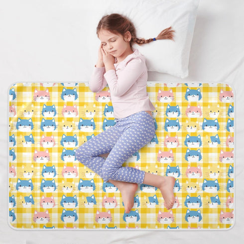 siphylline 52" 34" Yellow Colorful Cats Extra Large Resuable Diaper Mats Soft Absorbent Baby Diaper Changing Pad