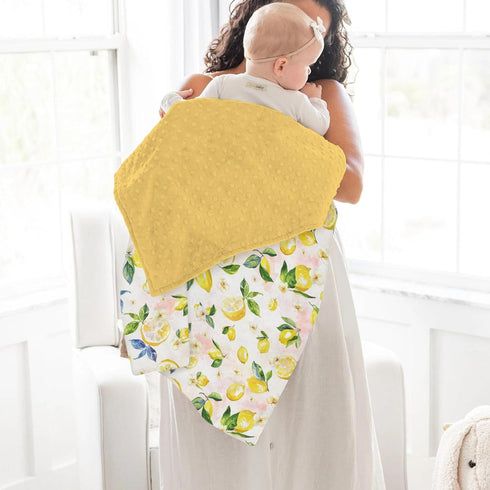 Summer 30x40 Lemons Baby Blankets for Girl Boy Lemon Branch Leaves Flowers Soft Mink Dotted Backing Double Layer