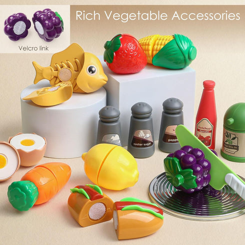 Playset Set, Set, Golray Play Kitchen Accessories, Pretend Cooking for Kids with Pots and Pans Cooking Utensils Toys
