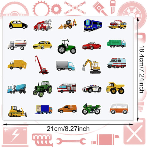 500 Pcs Truck Car Transportation Stickers for Kids, Construction Stickers for Crafts with Trucks and Cars