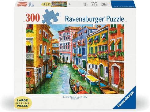 300Piece Ravensburger Gondola Ride Large-Format Puzzle | Vibrant Venetian Scenery by Nancy Wernersbach | Matte Finish