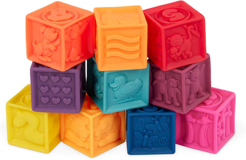 B. toys Baby Blocks, Stacking & Building Toys for Babies, 10 Soft Educational Blocks for Ages 6+