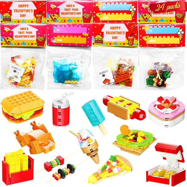 WODMAZ 24 Packs Fast Food Building Blocks for Kids Boys Girls Easter Gift