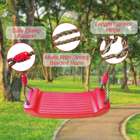 IFOYO Tree Swing Seat, Swing Set Accessories for Kids Outdoor Play Playground Trees, Children Outdoor Plastic Swingset for Little Tikes, Outdoor & Indoor Seat and Swing Comfortable for Kids, Red by IFOYO