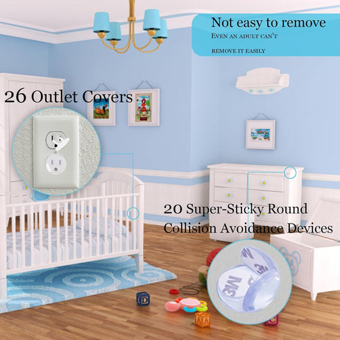HUIESON 66 Pack 12 8 26 16 2 1 1 Baby Proofing Kit | Hidden Cabinet Drawer Locks, Adjustable Latches, Outlet Covers