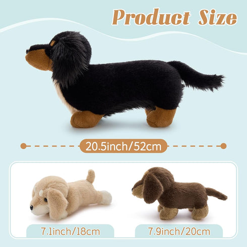 20'' MorisMos Dachshund Stuffed Animal Plush Toys, Realistic Long Haired Dachshund Toys Gift for Kid Toddler Women
