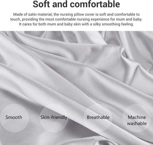 Masyrt Soft Satin Nursing Pillow Cover, Skin Friendly, Washable, Breathable, Breastfeeding Pillow Slipcover Compatible