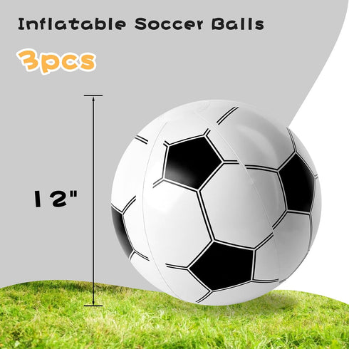 LovesTown 3PCS Inflatable Soccer Balls, 12inch Beach Balls for Kids Summer Swimming Pool Game