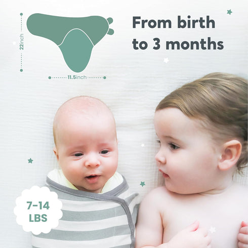(3-Pack) 100% 0-3 CuddleBug Swaddles for Newborns - Cotton Velcro Baby Swaddles Months, Machine Washable Newborn Sleep