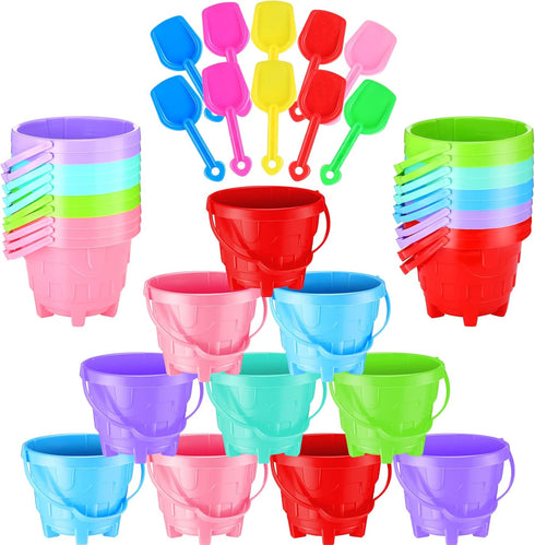 30 Set 6 Summer (5.5 4.7 Inch) Didaey Beach Sand Buckets and Shovels, Include Sand Pail Bucket Colors with Castle