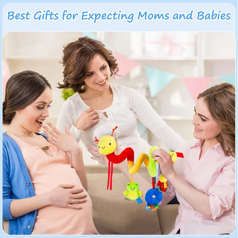 Baby Crib Hanging Rattles Toys, Cartoon Insect Spiral Hanging Toy with Rattle Bell for Infants
