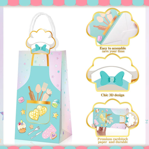 Liliful 16 Pcs Baking Party Favors Little Bakers Gift Bags with Handles, Bakery Pattern Goodie Bags for Kids & Adults