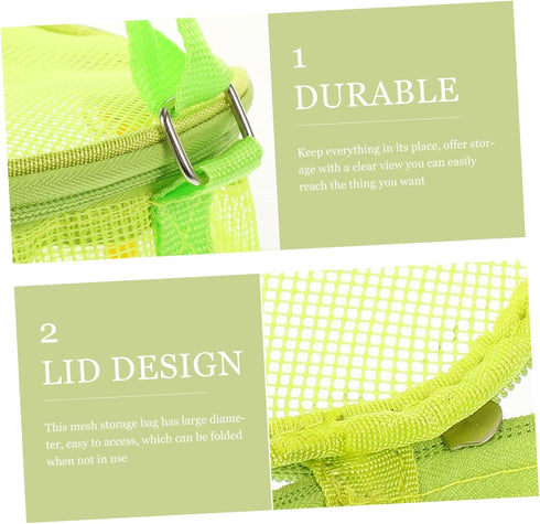 Beach Storage Bag for Kids - Mesh Beach Tote Organizer for Summer Bags, Toy Bucket, and Sand Toy Bag in Green