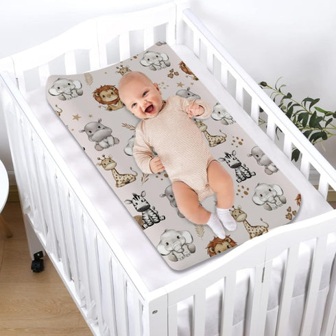 Cartoon Safari Animals Changing Pad Covers, African Jungle Animals for Boys Girls, Ultra Soft 32''x16'' Diaper Change