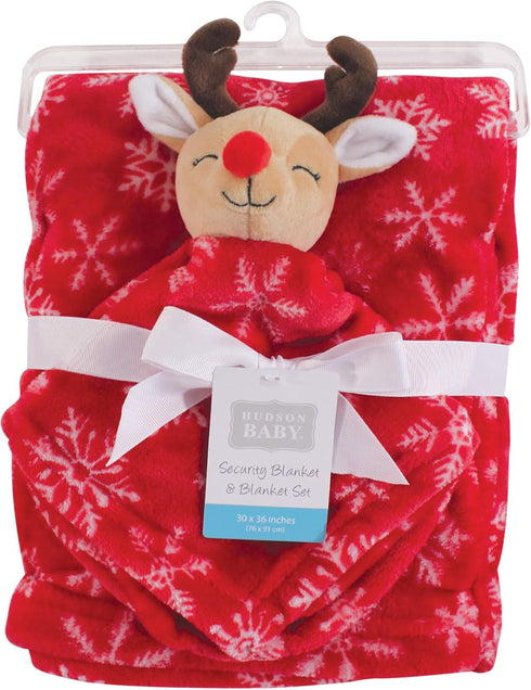 Hudson Baby Reindeer Plush Security Blanket for Infants - One Size