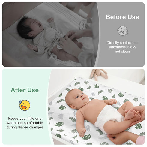 2 Pack 32"x 16", FIOBEE Changing Pad Cover Waterproof Quilted Diaper Change Table Sheets Breathable & Ultra Soft