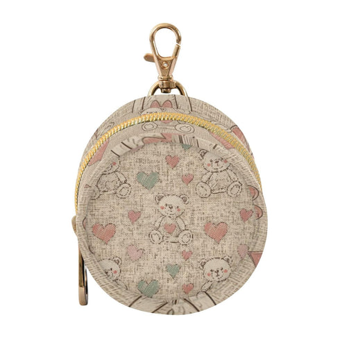 PYBUG Bear Round Pacifier Storage Case, Polyester & TPU Lined with Hook Buckle,
