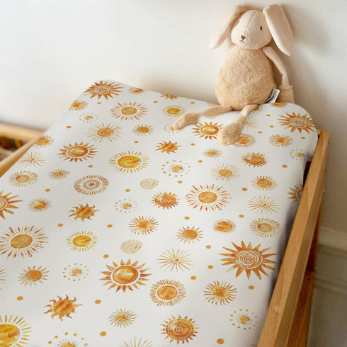 ZoUbqchY Summer 32''16'' Watercolor Boho Suns Changing Pad Covers for Baby Girls Boys Tribal Sun Totem Fitted Changing