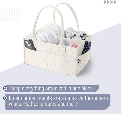 Beige Medium Baby Diaper Caddy Organizer - Stylish Nursery Storage Solution