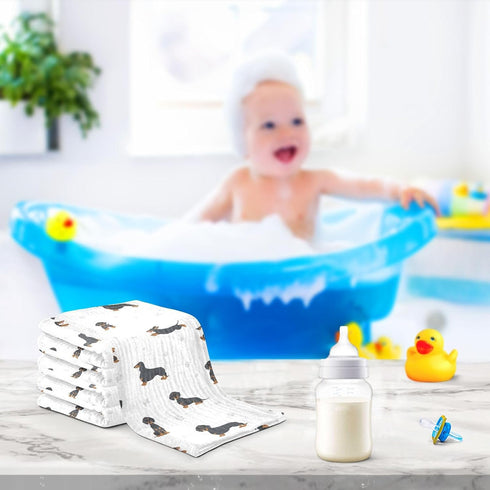 11.8 11.8 inch, sizex3 vvfelixl Baby Cotton Washcloths Black Dachshund Infants Bath Towel for Unisex Face Towels