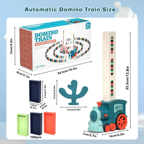 Set 3 4 5 6 7 8 Domino Train Toy for Kids, Automatic Dominoes Blocks Building and Stacking Toys Creative Kids Games