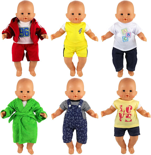 6 Sets 14 16 Inch 18 Inch BARWA Boy Doll Clothes Doll Clothes Daily Casual Clothes Outfits Compatible for to and Dolls