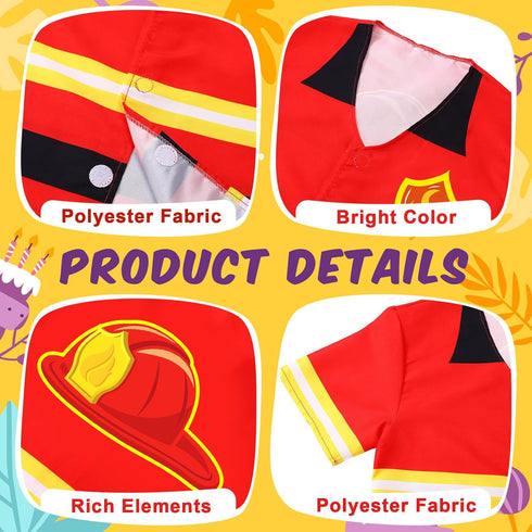 Jiuguva 12 Pcs Kids Community Helper Dress Clothes, Pretend Play Costume for Doctor Firefighter Police