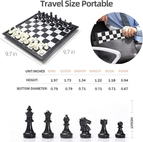 Travel Chess Set - Magnetic Portable Folding Chess Board (Medium / 9.7 Inch)
