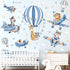 decalmile Blue Hot Air Balloon Animals Wall Decals Airplane Animals Giraffe Lion