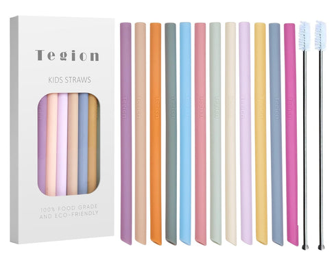 Mini Short Pinch Test Passed 5.5" Replacement Reusable Silicone Small Straws for Toddlers & Kids, Safe Fun for Baby