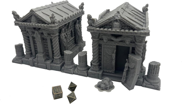 Hautico Church Houses and Ruins Scene - Architecture Terrain Scenery for 18-28mm Miniatures