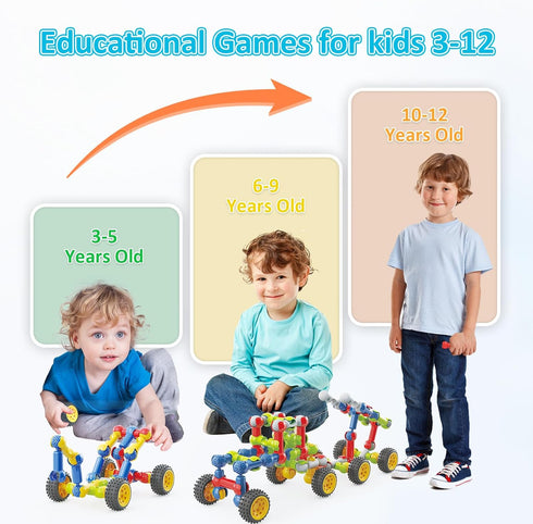 3 4 5 6 7 8 Kids,180 Huaker Stem Building Toys for Year Old Boys Girls Pieces Building Blocks Educational Learning Toys