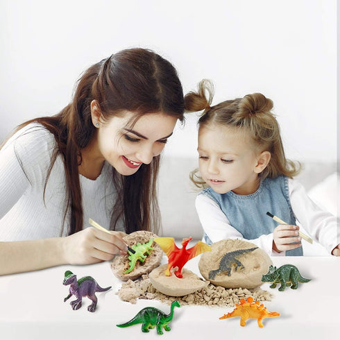 Dinosaur Eggs Excavation Dig Kit, Break Open 12 Dinosaur Eggs to Discover 12 Cute Dinosaurs, STEM Crafts Birthday Gifts