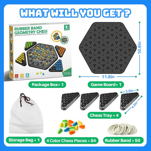 2-4 Triangle Chain Strategy Board Game: Portable Chain Triangle Chess Game for Family Game Night, Travel & Party Fun