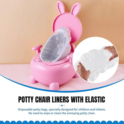 YNSHOUNA 50 17x8 Inches PCS Potty Chair Liners with Elastic, Disposable Portable Potty Training Bags, Clear Potty
