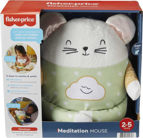 Fisher-Price Toddler Toy - Meditation Mouse Plush Sound Machine with Music and Light for Preschool Kids Ages 2+
