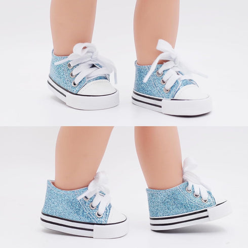 Etistta 6 18 inch 18 inch Pairs of Glitter Canvas Doll Shoes for Doll Shoes American Dolls Accessories