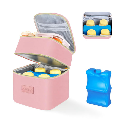 PIIOSER Insulated Baby Bottle Tote Bags with Ice Pack, Fits 4 Baby